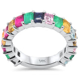 <span style="color:purple">SPECIAL!</span> 4.41ct G SI 14K White Gold Diamond Multi Color Eternity Band Ring Size 6.5