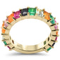 <span style="color:purple">SPECIAL!</span> 4.38ct G SI 14K Yellow Gold Diamond & Multi Color Gemstone Band Ring Size 6.5