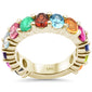 <span style="color:purple">SPECIAL!</span> 5.10ct G SI 14K Yellow Gold Multi Color Gemstone Eternity Band Ring Size 6.5