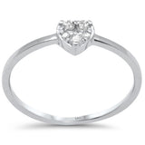 .12ct G SI 14K White Gold Round Diamond Heart Shaped Band Ring Size 6.5