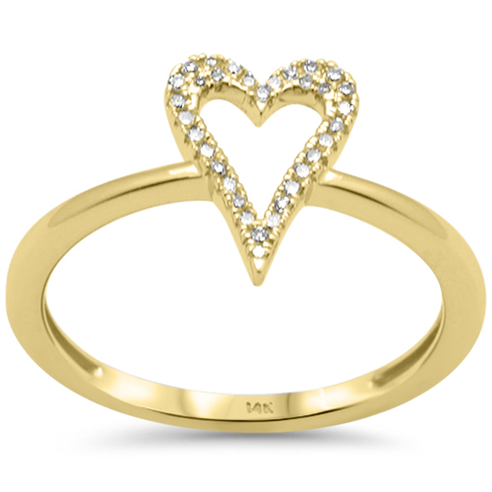 .10ct G SI 14K Yellow Gold Diamond Heart  Band Ring Size 6.5