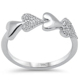 .10ct G SI 14K White Gold Diamond Heart Band Ring Size 6.5