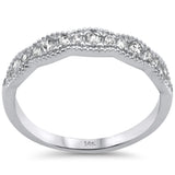 <span style="color:purple">SPECIAL!</span> .32ct G SI 14K White Gold Diamond Milgrain Band Ring Size 6.5