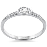 .14ct G SI 14K White Gold Diamond Pear Shape Band Ring Size 6.5