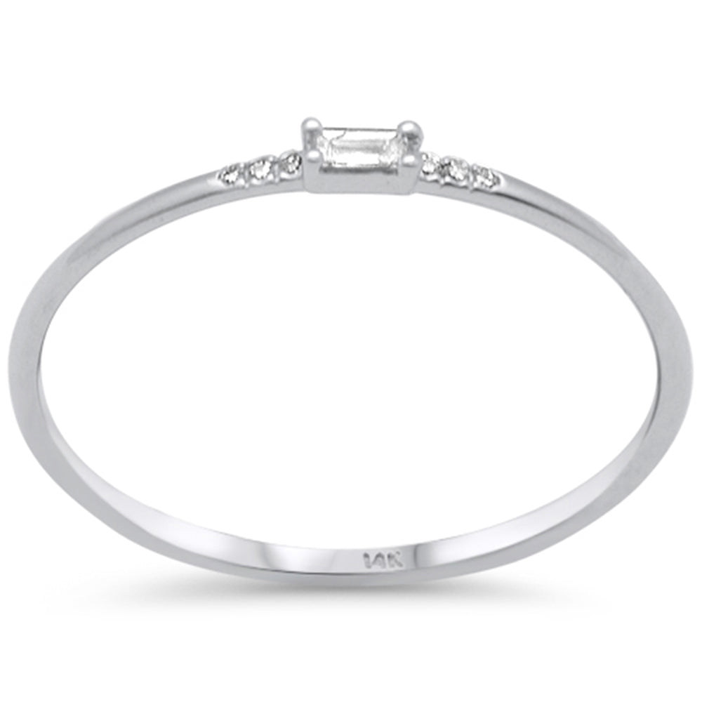 .06ct G SI 14K White Gold Baguette Diamond Band Ring Size 6.5
