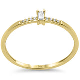 .08ct G SI 14K Yellow Gold Baguette Diamond Petite Solitaire Ring Size 6.5