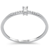 .08ct G SI 14K White Gold Baguette Diamond Petite Solitaire Ring Size 6.5