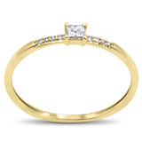 .10ct G SI 14K Yellow Gold Diamond Petite Solitaire Ring Size 6.5