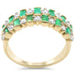 <span style="color:purple">SPECIAL!</span> 1.27ct G SI 14K Yellow Gold Diamond & Emerald Gemstone Band Ring Size 6.5