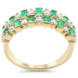 1.27ct G SI 14K Yellow Gold Diamond & Emerald Gemstone Band Ring Size 6.5