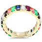 <span style="color:purple">SPECIAL!</span> 2.83ct G SI 14K Yellow Gold Baguette Diamond & Multi Color Gemstone Band Ring Size 6.5