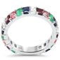 <span style="color:purple">SPECIAL!</span> 2.75ct G SI 14K White Gold Baguette Diamond & Multi Color Gemstone Band Ring Size 6.5