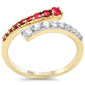 <span style="color:purple">SPECIAL!</span> .62ct G SI 14K Yellow Gold Diamond & Ruby Gemstones Wrap Around Band Ring Size 6.5