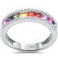 <span style="color:purple">SPECIAL!</span> 1.08ct G SI 14K White Gold Diamond & Multi Color Band Ring Size 6.5