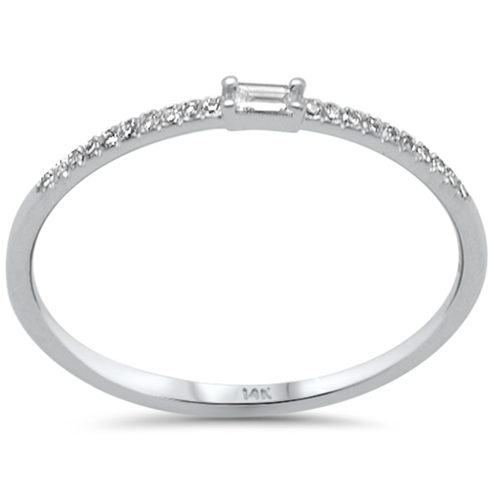 .09ct G SI 14K White Gold Baguette Diamond Petite Band Ring Size 6.5
