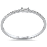 .09ct G SI 14K White Gold Baguette Diamond Petite Band Ring Size 6.5