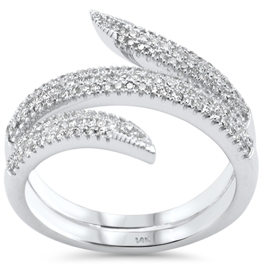  .50ct G SI 14K White Gold Diamond Wrap Arround Band Ring Size 6.5