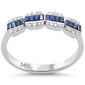 .46ct F SI 14K White Gold Diamond & Blue Sapphire Band Ring Size 6.5