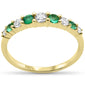 <span style="color:purple">SPECIAL!</span>.73ct G SI 14K Yellow Gold Diamond & Emerald Gemstone Band Ring Size 6.5
