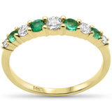 .73ct G SI 14K Yellow Gold Diamond & Emerald Gemstone Band Ring Size 6.5