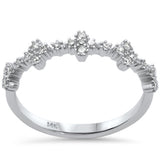 .25ct G SI 14K White Gold Diamond Clover Flower Style Band Ring  Size 6.5