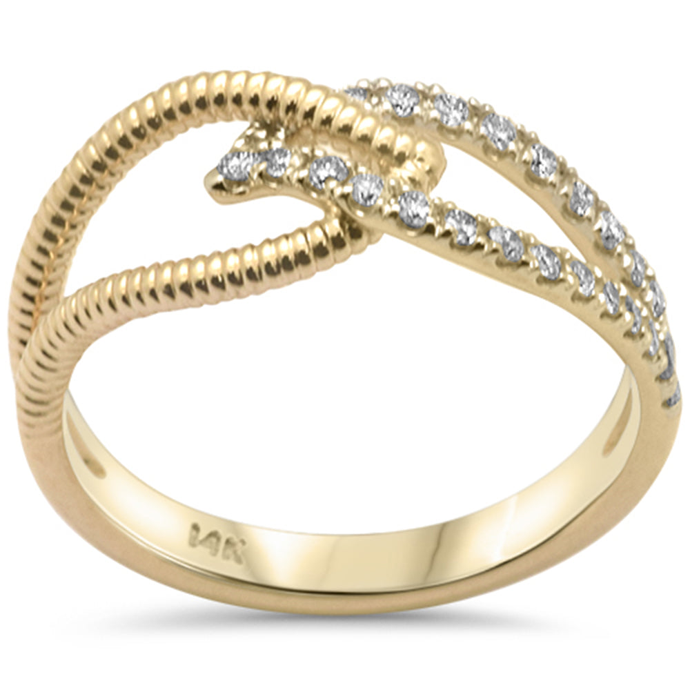 .24ct G SI 14K Yellow Gold Diamond Leaf Style Band Ring Size 6.5