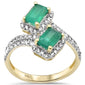 <span style="color:purple">SPECIAL!</span> 1.53ct G SI 14K Yellow Gold Diamond & Emerald Gemstones Wrap Around Band Ring Size 6.5