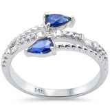 .68ct G SI 14K White Gold Diamond & Blue Sapphire Gemstones Wrap Around Band Ring Size 6.5