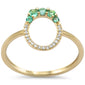 .24ct G SI 14K Yellow Gold Diamond & Emerald Gemstones Band Ring Size 6.5
