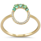 .24ct G SI 14K Yellow Gold Diamond & Emerald Gemstones Band Ring Size 6.5