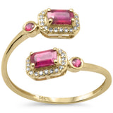 1.05ct G SI 14K Yellow Gold Diamond & Ruby Gemstones Wrap Around Band Ring Size 6.5