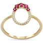 .22ct G SI 14K Yellow Gold Diamond & Ruby Gemstones Band Ring Size 6.5
