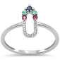 .19ct G SI 14K White Gold Diamond & Multi Color Gemstones Band Ring Size 6.5