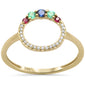 .24ct G SI 14K Yellow Gold Diamond & Multi Color Gemstones Band Ring Size 6.5