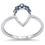 .26ct G SI 14K White Gold Diamond & Blue Sapphire Gemstones Wrap Around Band Ring Size 6.5