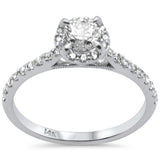.72ct G SI 14K Yellow Gold Diamond Halo Solitaire Engagement Ring Size 6.5