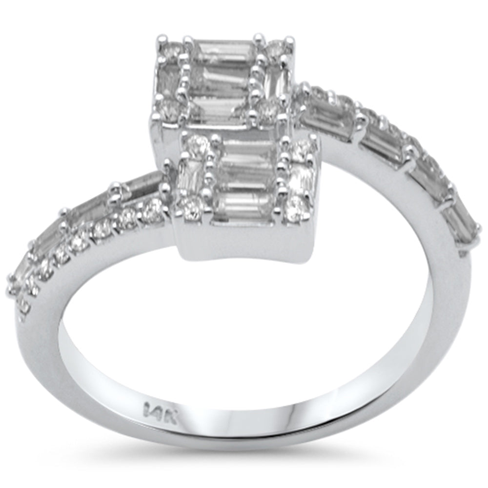 .70ct G SI 14K White Gold Round & Baguette Diamond Wrap Around Band Ring Size 6.5