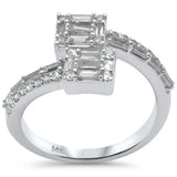 .70ct G SI 14K White Gold Round & Baguette Diamond Wrap Around Band Ring Size 6.5