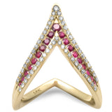 <span style="color:purple">SPECIAL!</span>.76ct G SI 14K Yellow Gold Diamond & Ruby Gemstones Band Ring Size 6.5