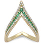 <span style="color:purple">SPECIAL!</span> .69ct G SI 14K Yellow Gold Diamond & Emerald Gemstones Band Ring Size 6.5