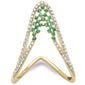 <span style="color:purple">SPECIAL!</span>.46ct G SI 14K Yellow Gold Diamond & Emerald Gemstones Band Ring Size 6.5