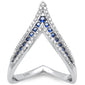 <span style="color:purple">SPECIAL!</span> .75ct G SI 14K White Gold Diamond & Blue Sapphire Gemstones Band Ring Size 6.5