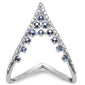 <span style="color:purple">SPECIAL!</span> .54ct G SI 14K White Gold Diamond & Blue Sapphire Gemstones Band Ring Size 6.5