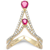 .89ct G SI 14K Yellow Gold Diamond & Ruby Gemstones Band Ring Size 6.5