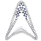 <span style="color:purple">SPECIAL!</span> .46ct G SI 14K White Gold Diamond & Blue Sapphire Gemstones Band Ring Size 6.5