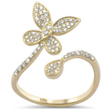 .33ct G SI 14K Yellow Gold Diamond Flower Wrap Around Band Ring Size 6.5