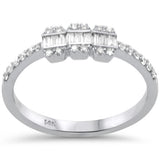 <span style="color:purple">SPECIAL!</span> .27ct G SI 14K White Gold Diamond Round & Baguettte Band Ring Size 6.5