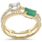 <span style="color:purple">SPECIAL!</span> .92ct G SI 14K Yellow Gold Diamond & Emerald Gemstones Engagement Ring Size 6.5