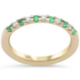 .31ct G SI 14K Yellow Gold Diamond & Emerald Gemstones Band Ring Size 6.5