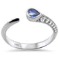 <span style="color:purple">SPECIAL!</span> .46ct G SI 14K White Gold Diamond & Blue Sapphire Gemstones Wrap Around Band Ring Size 6.5